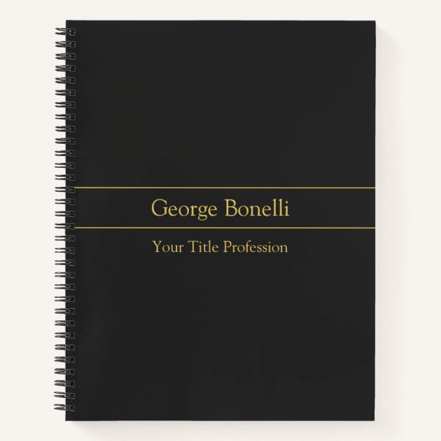 Gold Colour Grey Classical Personal Customise Chic Notebook (Front)