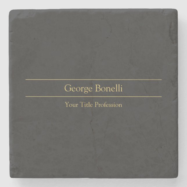 Gold Colour Grey Classical Personal Customise Chic Stone Coaster (Front)