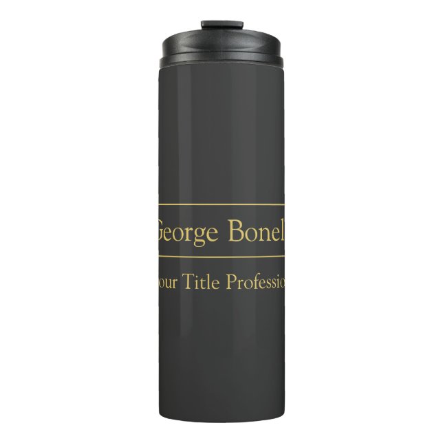 Gold Colour Grey Classical Personal Customise Chic Thermal Tumbler (Front)