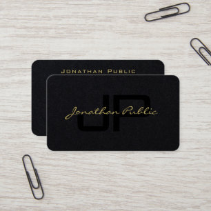Gold Colour Hand Script Luxurious Premium Black Business Card
