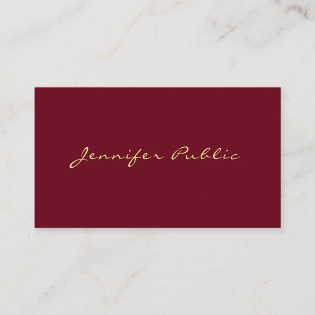Gold Colour Handwritten Script Your Custom Text Business Card (Front)