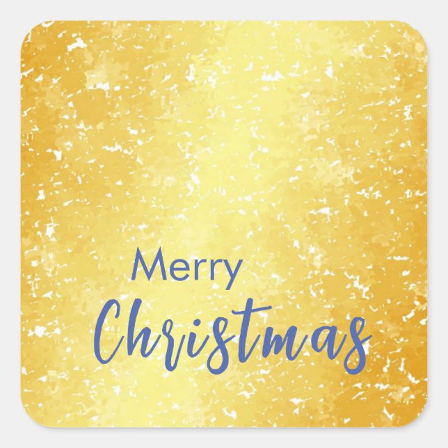 Gold Colour Merry Christmas Family Message New Yea Square Sticker (Front)