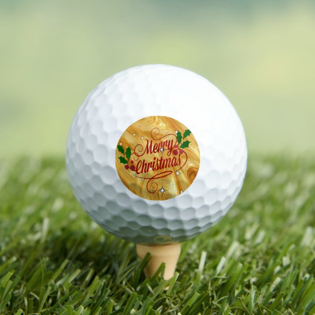 Gold-colour, Merry Christmas, Golf Balls (Insitu Tee)