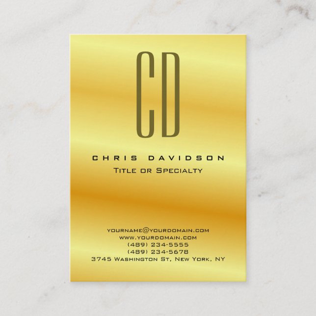 Gold Colour Minimalist Modern Monogram  Business Card (Front)