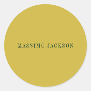 Gold Colour Minimalist Plain Modern Classic Round Sticker