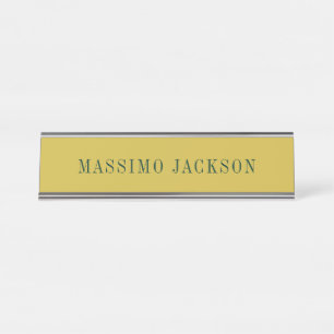 Gold Colour Minimalist Plain Modern Desk Name Plate