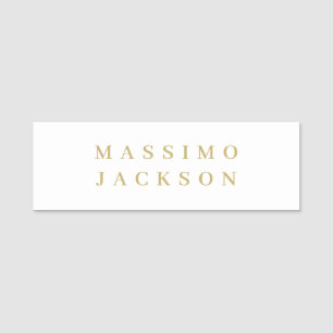 Gold Colour Minimalist Professional Serif Font Name Tag