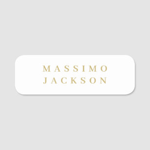 Gold Colour Minimalist Professional Serif Font Name Tag