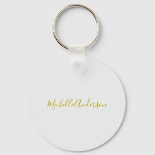 Gold Colour Modern Minimalist Handwriting Name Key Ring