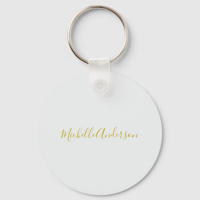 Gold Colour Modern Minimalist Handwriting Name Key Ring (Front)