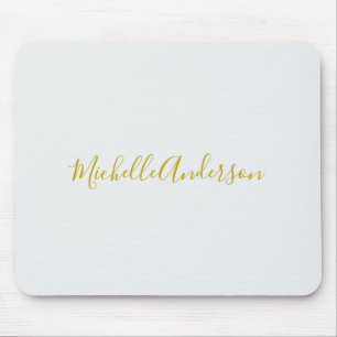 Gold Colour Modern Minimalist Handwriting Name Mouse Pad
