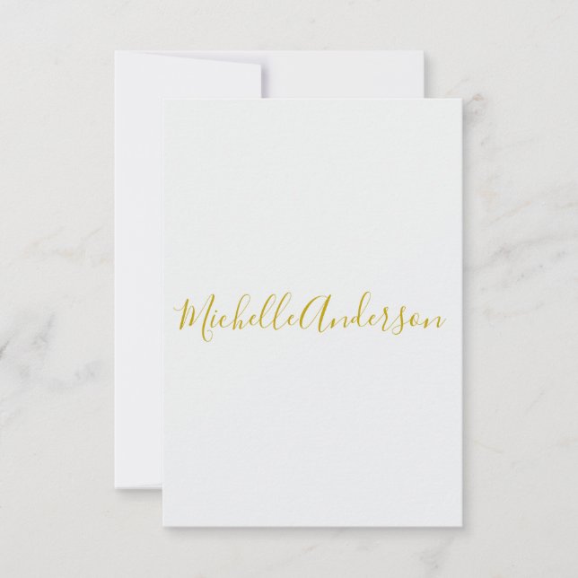 Gold Colour Modern Minimalist Handwriting Name RSVP Card (Front)