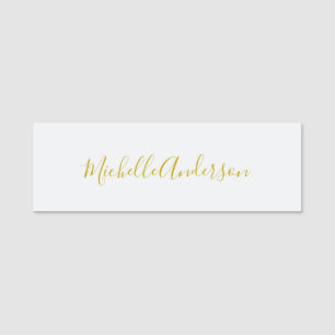 Gold Colour Modern Minimalist Handwriting Name Tag