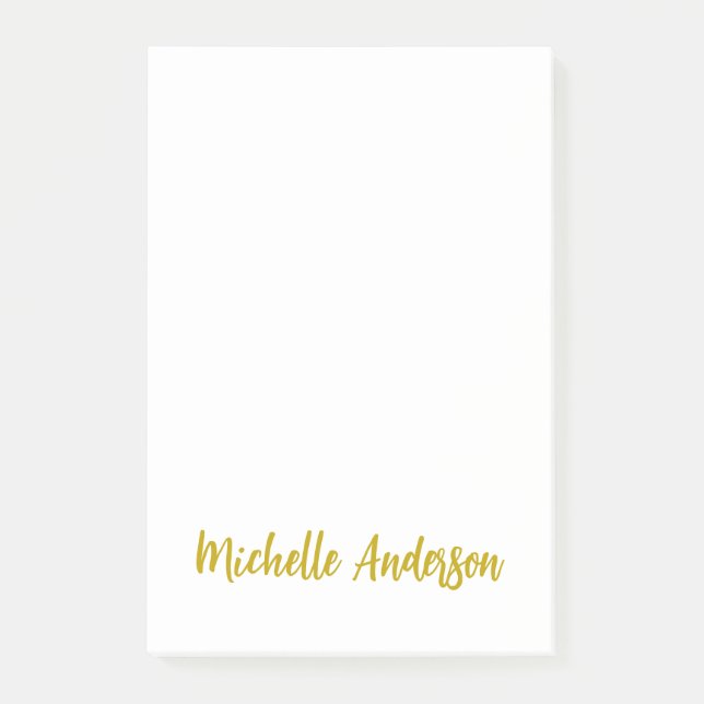 Gold Colour Modern Minimalist Name Post-it Notes (Front)