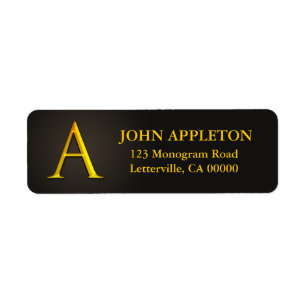 Gold Colour Monogram A Return Address Labels