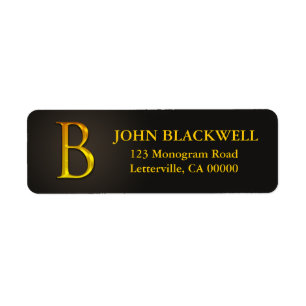 Gold Colour Monogram B Return Address Labels