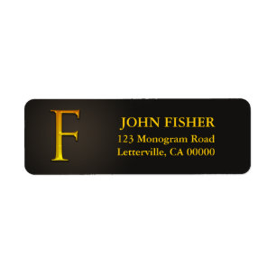 Gold Colour Monogram F Return Address Labels