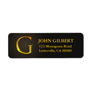 Gold Colour Monogram G Return Address Labels