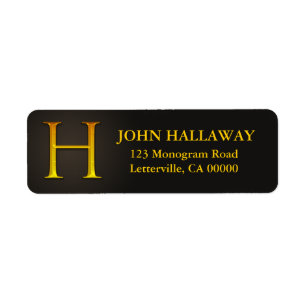 Gold Colour Monogram H Return Address Labels