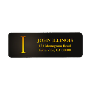 Gold Colour Monogram I Return Address Labels