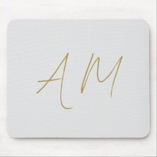 Gold Colour Monogram Initials Calligraphy Pro Mouse Pad