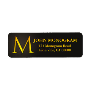 Gold Colour Monogram M Return Address Labels