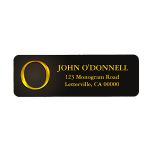 Gold Colour Monogram O Return Address Labels