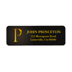 Gold Colour Monogram P Return Address Labels
