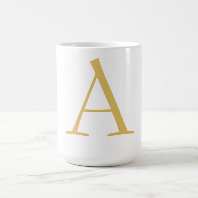Gold Colour Monogram Professional Custom Coffee Mug (Center)