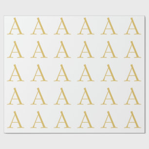 Gold Colour Monogram Professional Custom Wrapping Paper