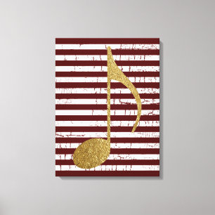 gold colour Musical Note with stripes Canvas Print