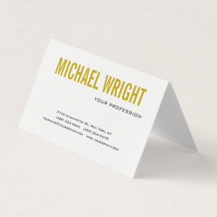 Gold Colour Name Black White Modern Plain Simple Business Card
