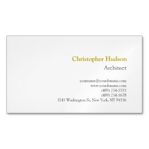 Gold Colour Name Black White Simple Plain Magnetic Business Card