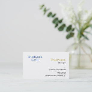 Gold Colour Name Blue White Minimalist Modern Business Card