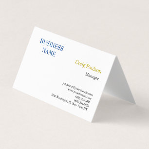 Gold Colour Name Blue White Minimalist Modern Business Card