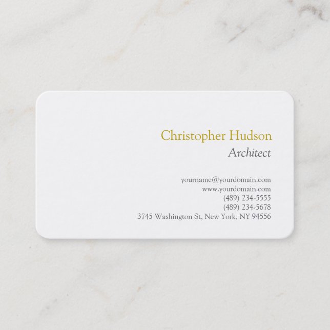 Gold Colour Name Minimalist Simple Plain  Business Card (Front)