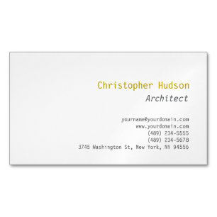 Gold Colour Name Minimalist Simple Plain Magnetic Business Card