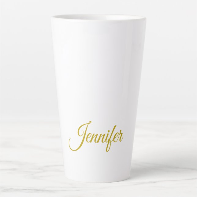 Gold colour name professional minimalist modern   latte mug (Front)