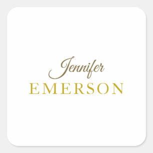 Gold colour name professional minimalist modern   square sticker