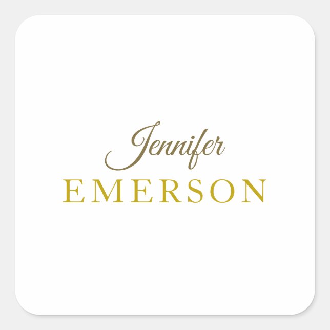 Gold colour name professional minimalist modern   square sticker (Front)