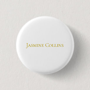 Gold Colour Plain Minimalist Professional Name 3 Cm Round Badge