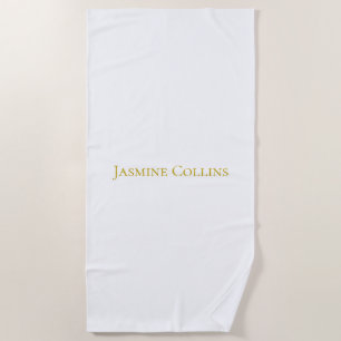 Gold Colour Plain Minimalist Professional Name Beach Towel