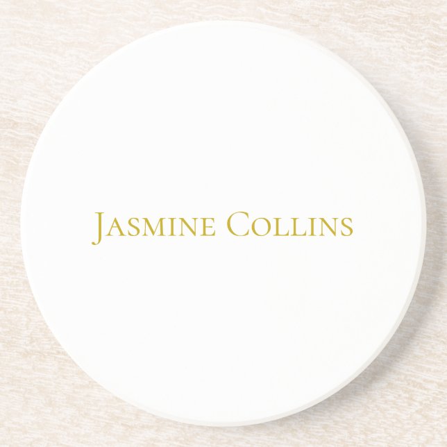 Gold Colour Plain Minimalist Professional Name  Coaster (Front)