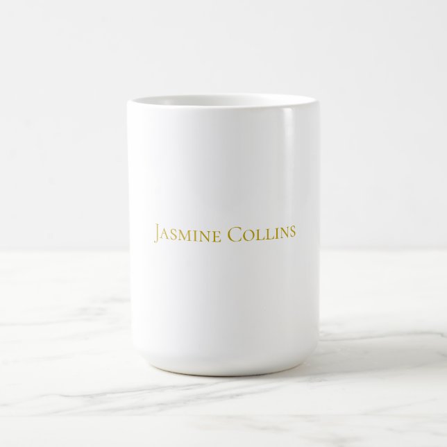 Gold Colour Plain Minimalist Professional Name  Coffee Mug (Center)
