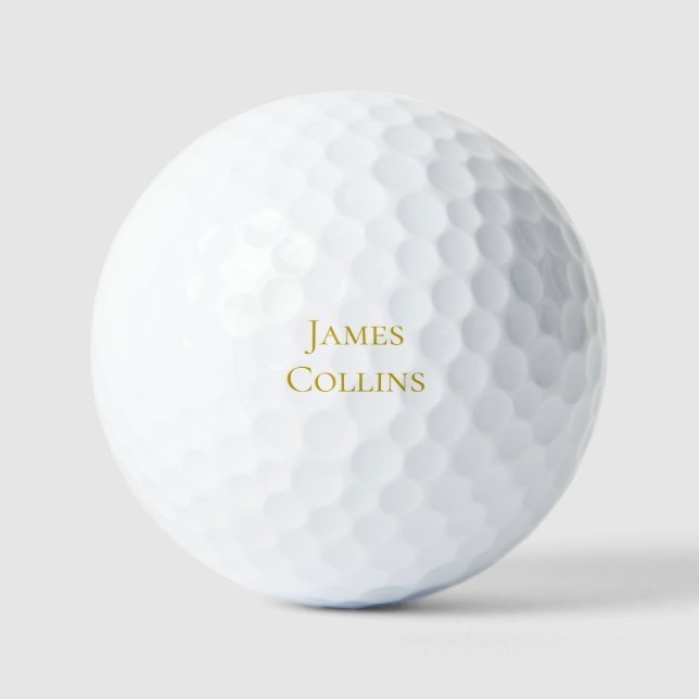 Gold Colour Plain Minimalist Professional Name  Golf Balls (Front)