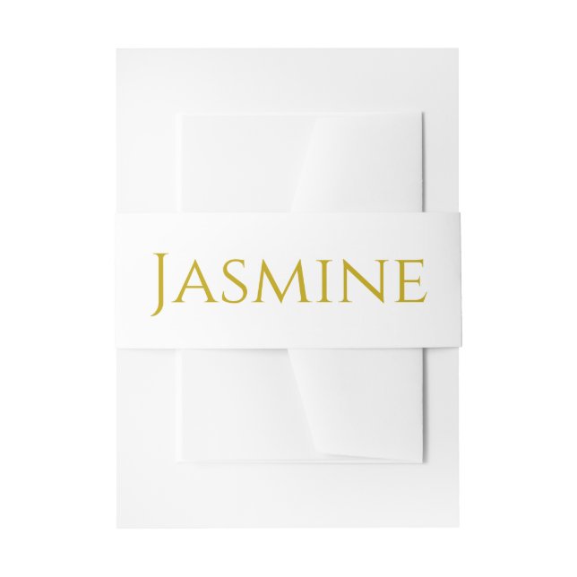 Gold Colour Plain Minimalist Professional Name  Invitation Belly Band (Front Example)