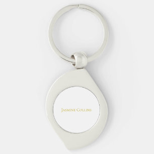 Gold Colour Plain Minimalist Professional Name Key Ring