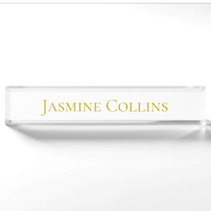 Gold Colour Plain Minimalist Professional Name Nameplate