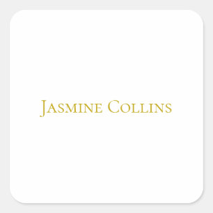 Gold Colour Plain Minimalist Professional Name Square Sticker