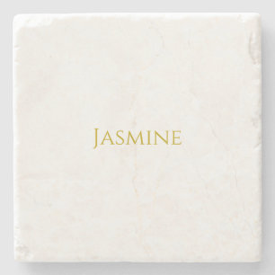 Gold Colour Plain Minimalist Professional Name Stone Coaster